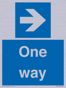 One way with right directional arrow